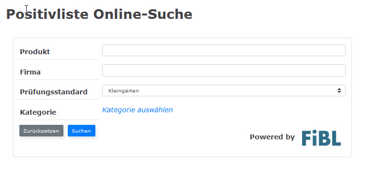 Screenshot Positivliste Online-Suche